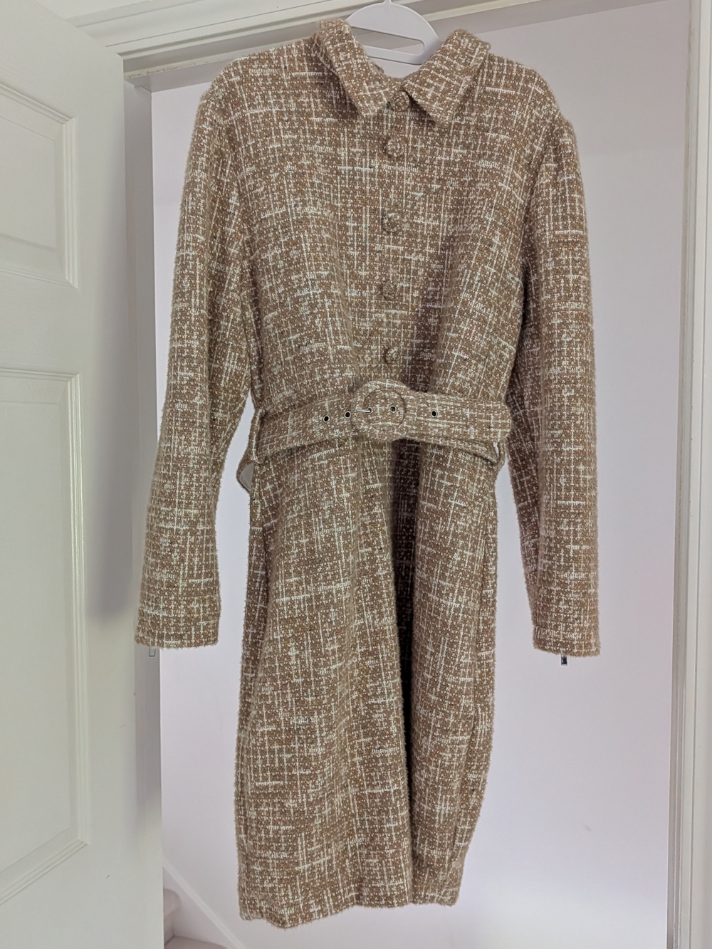 Women's Tan Tweed Belted Dress Ivy City
